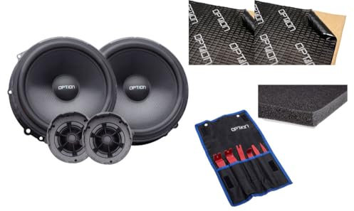 Option Kit de altavoces compatible con Seat Leon 5F – Sistema de altavoces 100% Plug & Play, incluye aislamiento y accesorios, woofer de 20 cm, tweeter de cúpula de seda de 28 mm, eficiencia de 91 dB