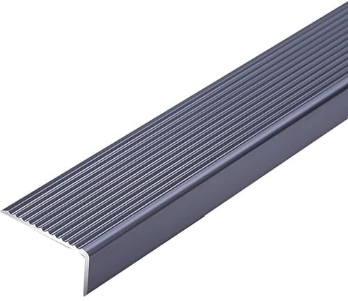 Rutschfeste Treppenkantenleiste aus Aluminiumlegierung, L-Form, rutschfeste Metall-Lauffläche, für Außen- und Innenstufen, grau, 4 x 2 cm