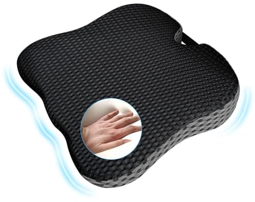 Mycketop Autositzkissen, Auto Booster Keilsitzkissen, weiches Memory Schaum Sitzkissen, atmungsaktives Sitzkissen für Auto, Rollstuhl, Zuhause, Büro, Gaming (Schwarz und Grau)