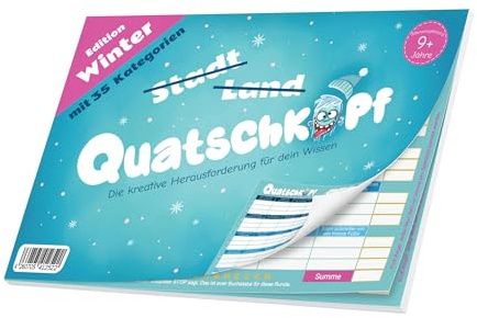 Quatschkopf Winter, Stadt Land Fluss Variante für die kalten Tage, Spielblock mit 35 witzigen und kreativen Kategorien, Geschenkidee Winterurlaub Jungen Mädchen, Familienspiel ab 9 Jahre