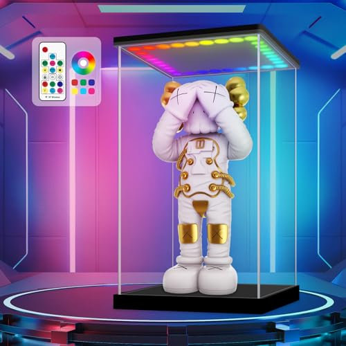 Huijintao Vitrine Acrylique, Vitrine pour Collection, Vitrine Figurine Transparent, Vitrine en Verre pour Collection, Modèles, Vitrine Exposition avec éclairage Lumières Colorées (30x30x40 cm)