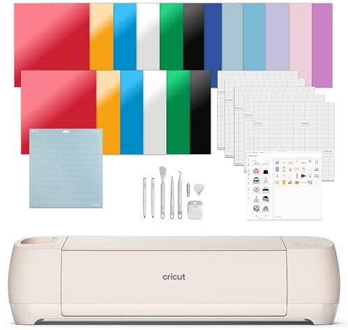 Cricut Explore 4 - Smart Cutting Machine (Seashell) | Engagement Bundle - Includes Smart Vinyl, Cardstock, Transfer Tape, Iron On HTV, Mat, Pens, Tool Kit, & 25 Images in Design Space App