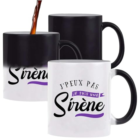 Otshirt Tasse Magique Je Suis Une Sirène | Mug qui change couleur avec la chaleur | Idée Cadeau Petite Amie Copine Femme Parfaite Drôle Humour Original Anniversaire Amour Unique
