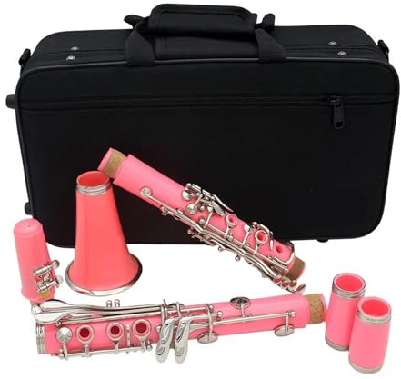 Klarinette Professionelle B Klarinette aus Bakelit mit 17 Klappen mehrere Farben optional mit Rohrblatt Instrumententeilen(Pink)