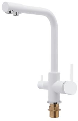 Robinet de cuisine 3 en 1 en acier inoxydable 3 en 1 pour filtre à eau, robinet rotatif à 360°, mitigeur de lavabo pour lavabo, salle de bain, hôtels (blanc)