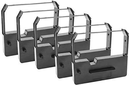 vhbw 5x Ruban encreur compatible avec Casio CR 3800, CR 3608, CR 3604, CR 3600 Series imprimante matricielle ou de reçus - noir