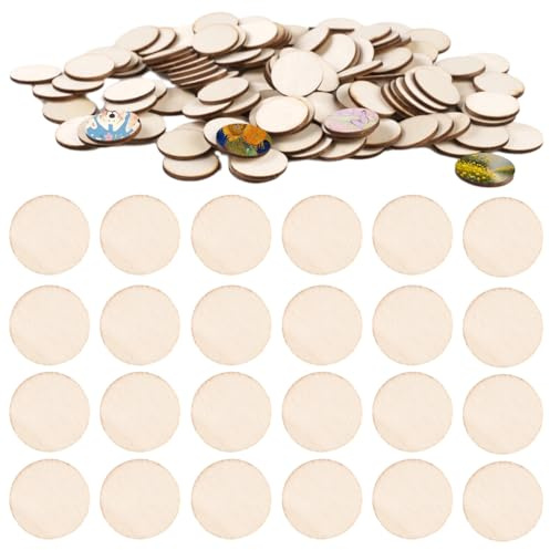 400 Stück Runde Holzscheiben zum Basteln 20mm Kleine Holzscheiben Rund Glatt Geschliffen Naturholzscheiben für DIY, Dekoration und Handwerk Ideal für Weihnachten, Hochzeit und Scrapbooking, 2mm Dicke