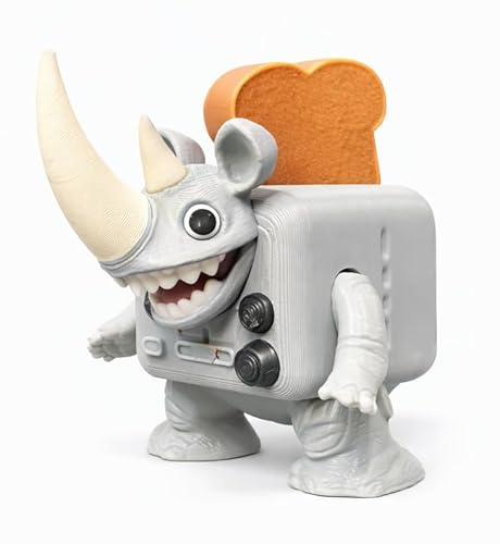 Rhino Toasterino – Figura Articulada XL 10x10 cm - Rinoceronte Tostadora con Tostada - Colección Oficial Brainrot Italian Memes - Brainrot memes italianos coleccionables - Tung Tung Saur - Tralalero
