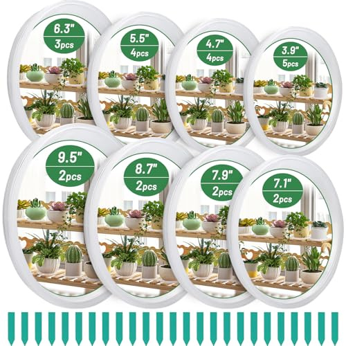 24 Pack Clear Plant Saucers for Indoors, Plastic Plant Saucers Flower Pot Plant Water Catcher Tray Heavy Sturdy Plant Water Drip Trays for Pots, 3.9 4.7 5.5 6.3 7.1 7.9 8.7 9.5 Inch Trays for Plants