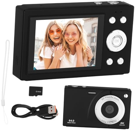 Retro Digitalkamera 64gb Speicherkarte, 2, 8-Zoll, Schwarz | 4k-videoaufnahme, Abs und PC Gehäuse, für Vlogging und Outdoor Fotografie