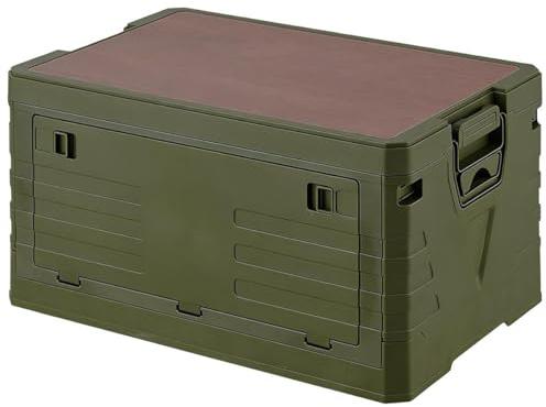 Allpax Outdoor Campingbox faltbar mit Holzdeckel, 30 Liter, olive, 47,5 x 29,5 x 23,5 cm, stapelbare Aufbewahrungsbox für Camping, Auto & Haushalt, Garten, Party & Picknick