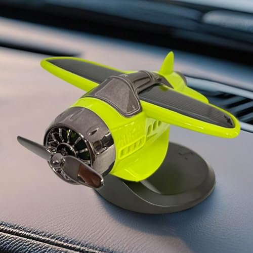 Solar Powered Rotating Propeller Fighter Car Ornament(Light green)