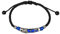 Bracelet cheville femme en cuir tressé noir, réglable, avec tube décoratif en alliage