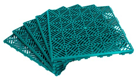 KCT Single Pack - Green Garden Non Slip Interlocking Path Tiles - 5 Pieces Total Weatherproof Decking Boards