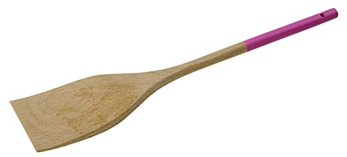 Tasty Wooden Cooking Spatula, Wood Turner made of Certified Beech Wood, Non-Stick for Fried Food, Non-Scratch Kitchen Utensil, Dimensions: 30x5.5cm, Colour: Light Wood & Pink