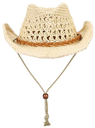 Trilby Straw Hat Foldable Cowboy Hat Sun Protection Hat Summer Beach Cap Vintage Style Panama Hats Wide Brim Fisherman Hats for Mens Womens (Beige(Parent))