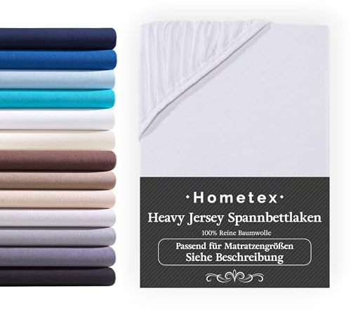 Hometex Premium Textiles Exclusive Boxspringbett Spannbettlaken | Bettlaken für hohe Matratzen | Extra starker Stoff 160 g/m² | Oeko-TEX® Made IN Green | 140-160x200-220 cm - Steghöhe 40 cm - Weiß