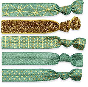 lille mus Haargummis oder Armbänder Grün 5er-Set Glitzer