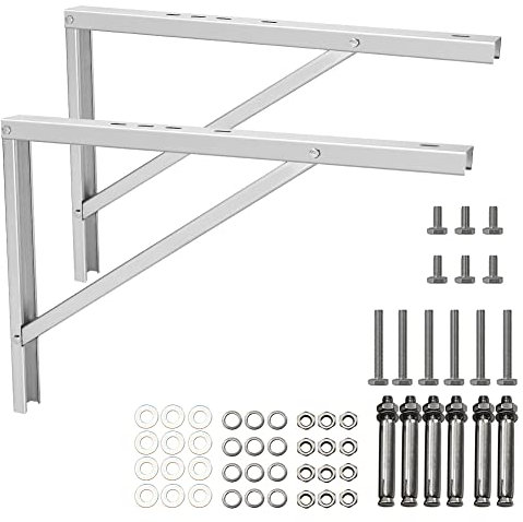 POPMOON Wall Mounting AC Brackets up to 440lb/200kg Split Air Conditioner Bracket 21 5/8 Lx16 H Bracket Air Conditioner Bracket Set Adjustble 9000 Btu to 36000 Btu