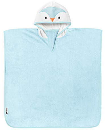 Tommee Tippee Splashtime Hooded Poncho Towel, Highly Absorbent and Super Soft Microfibre Material, Hypoallergenic, 2-4 Years, Percy the Penguin Grofriend, Blue