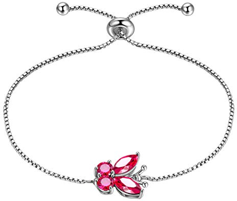 Aurora Tears Damenschmuck Schmetterling Armband 925 Sterling Silber Juli Birthstone Ringe Red Ruby Eröffnung verstellbare Armband Zirkonia Gfits DB0111R