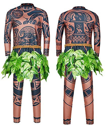 Maui-Tattoo-Kleidung/Maui-Anzug/Herren-Maui-Kostüm, Moana-Maui-Kostüm, Halloween, Erwachsene, Maui-Kostüm für Männer, Cosplay-Kostüm - Braun - XXX-Large