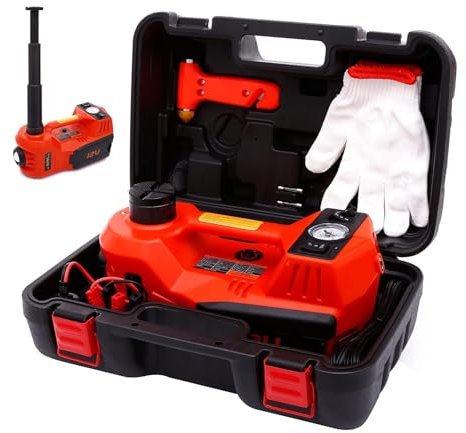 ROGTZ Electric Hydraulic Car Jack Kit 5 Ton 12V Portable Lift Range 17.7 Inch with Tire Inflator Pump for SUV Sedan Truck Car Repair Floor Jack for Vehicle Tire Change with LED Light Jack Only