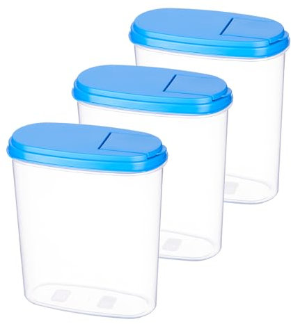 MiraHome Schüttdose für Müsli 2L 3er Set Blau – Vorratsdosen mit Deckel luftdicht – Frischhaltedosen mit Deckel – Aufbewahrungsbox Küche für Mealprep & Organisation