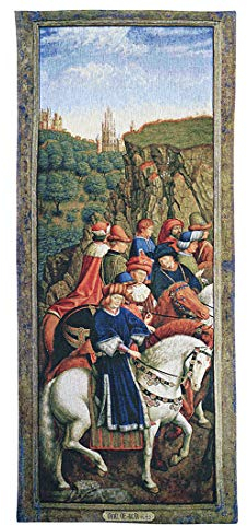 Belgian Tapestries gewebter Wandbehang Gobelin Die Gerechten Ritter 145 x 62 cm