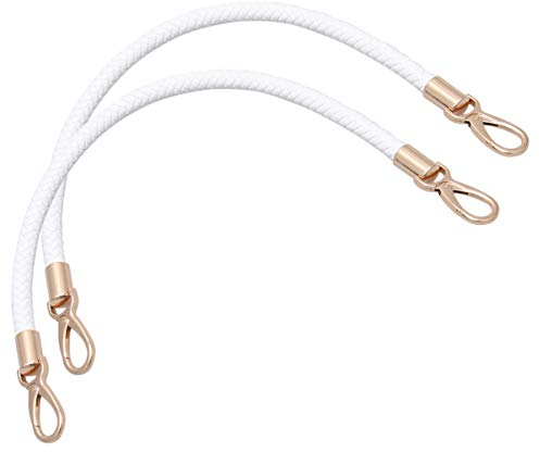 MILISTEN 2 x PU-Leder-Tragegriffe, Handtaschen, Schultertasche, Ersatz, geflochtene Griffe, Tragetasche mit Verschlüssen für Geldbörsen, 52 cm, weiß