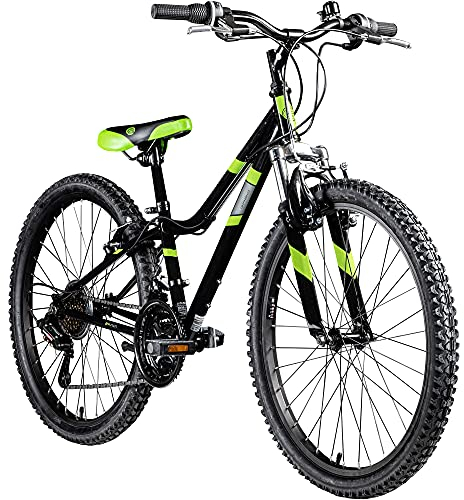 Galano GA20 Mountainbike 24 Zoll Jungen Mädchen Fahrrad für Jugendliche Jugendfahrrad MTB Hardtail Jugend Kinder Fahrrad ab 8 Jahre Mountain Bike 21 Gänge (schwarz/grün, 30 cm)