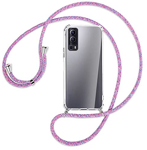 mtb more energy® Handykette kompatibel mit Vivo Y72 5G, vivo Y52 5G (6.58'') - Purple Unicorn - Smartphone Hülle zum Umhängen - Anti Shock Full TPU Case
