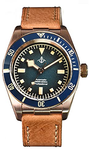 NC Hruodland Bronze Automatik Vintage Dress Herrenuhren Saphirglas PT5000 Mov't Mechanische Taucherarmbanduhr Herren (Color 2)