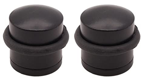 Door Stop Dome Solid Floor Mounted - Matt Black - Pack of 2