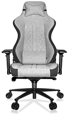 REKT ULTIM8 Plus - Chaise de Bureau Gaming XL Grand Taille en Tissu Premium - Inclinable à 180 ° - Accoudoirs 4D - Coussin Ajustable pour La Nuque - Coussin Lombaire - Supporte 150 Kg (Gris Clair)