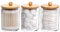 Tbestmax 10 Oz Cotton Swab/Ball/Pad Holder, Qtip Apothecary Jar, Clear Bathroom Containers Dispenser for Storage 3 Pack Wood Lids
