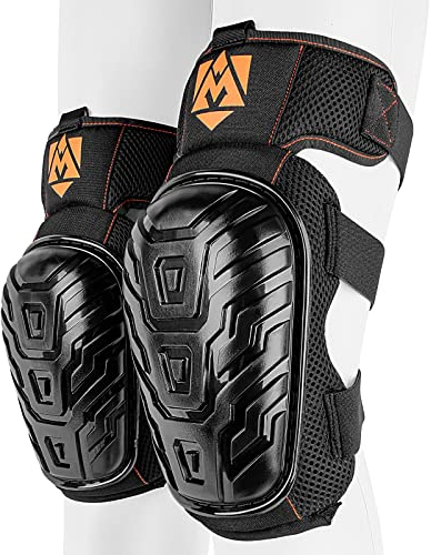 AMPAS Rodilleras de construcción para hombres y mujeres para limpiar suelos, techos, jardinería, rodilleras de apoyo resistentes con gel y cojín de espuma gruesa y correas ajustables mejoradas para