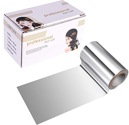 Fuyamp 1 Pack 15 M Foil Silver Hair Foil, Aluminium Hair Foil Silver Hairdressing Foil for Hair Highlighting and Coloring, 10 cm Width Hair Foil Roll Hairdressing Salon Modeling Tool (10 cm)