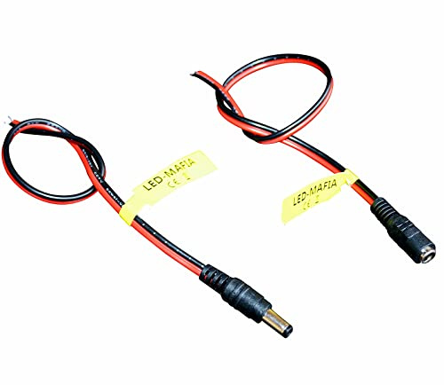 DC Power Hohlstecker 5,5 mm x 2,5 mm Kabel, 18AWG Female Male Buchse, 12V 5A DC Kabelstecker für CCTV Überwachungs Kamera Adapter (10, Buchse + Stecker zu je 50% der Setgröße)