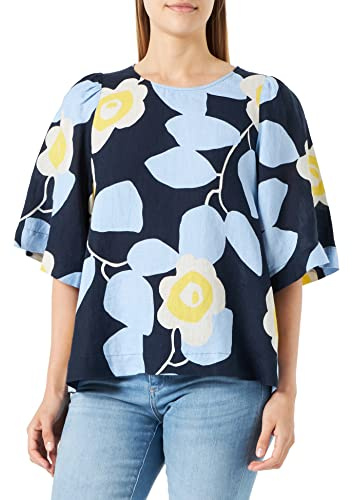 Seidensticker Damen Regular Fit Kurzarm Bluse, Dunkelblau, 38