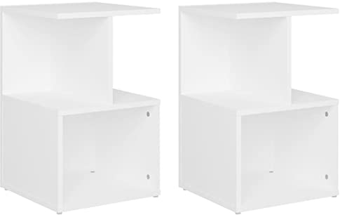 Mogou Nachttische 2 STK Nachtschrank, Nachtkästchen, Nachtkommode, Bedside Table, Nacht Tisch, Weiß 35x35x55 cm Spanplatte