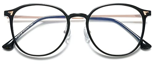 KOOSUFA Mode Blaulichtfilter Brille Retro Ultra Licht TR90 Brillengestelle Anti Blaulicht Brillen Ohne Sehstärke Damen Computerbrille Gaming Brille Anti Müdigkeit mit Etui Schwarz rosegold
