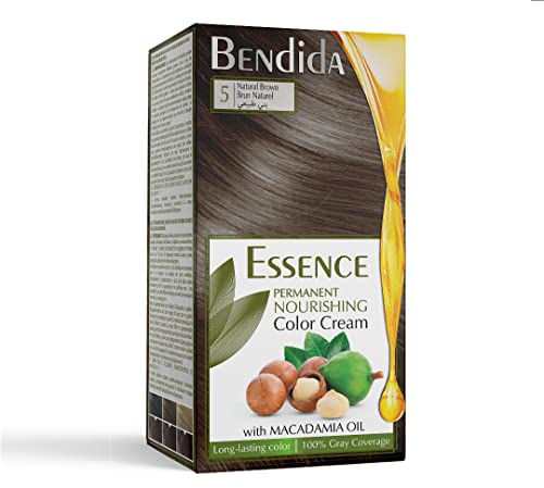 Bendida permanent haarfarbe – haartönung, rot, braun, abmattierung blond, schwarz, aschblond, haarfarben mit macadamiaöl, Haarfärbemittel mit langanhaltende farbe 120ml (5 Naturbraun)