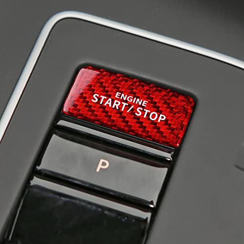 KUNGKIC Kohlefaser Auto-Motor-Start-Stopp-Schalter Zündschalter Button Aufkleber Innenbereich Trim Schutzfunktion Compatible with Volkswagen VW Golf 8 2020 2021 2022 2023 Zubehör (Rot)