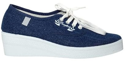 escoolers E1110 - Zapatilla Lona con Cordones y cuña Alta - Tejano 38 EU