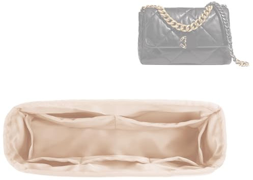 DGAZ Handtasche Tasche Organizer, Seide Innentasche für Chanel 19, Seidige Berührung Taschenorganizer Shaper Einsatz (Craie, Maxi 36)