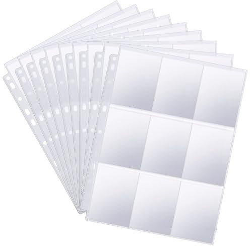 50 Fogli Raccoglitore Carte,Tasche Raccoglitore Carte Doppia Faccia,Doppio Lato 900 Tasche,Carte Collezionabili 11 Fori per Carte Sportive,Biglietti da Visita,Carte da Gioco,Foto ecc.