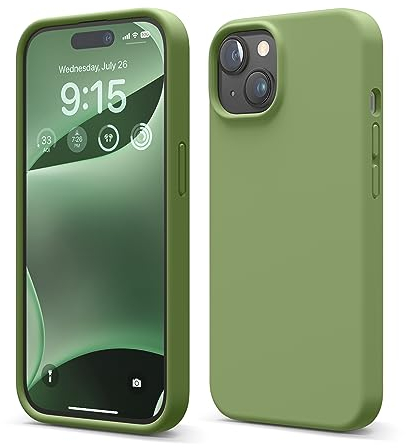 elago Flüssig Silikon Case Kompatibel mit iPhone 15 Hülle, Premium Silikon Handyhülle, Ganzkörper Schutzhülle [4 Lagige Stoßfeste Struktur], Kratzfestes Weiches Mikrofaserfutter (Zenderngrün)