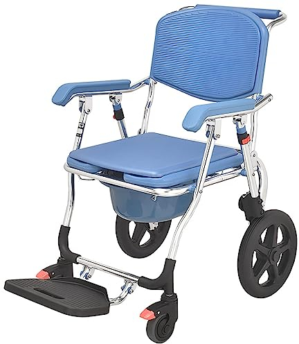 Ddasam Toilettenstuhl duschstuhl mit rollen duschrollstuhl duschstuhl mit rollen fur behinderte Zusammenklappbar, Mobiler Kinderwagen für Behinderte, ältere Menschen