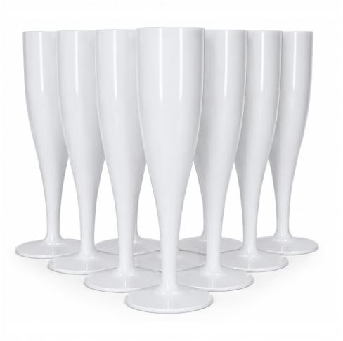 ProductPro 20 x White Plastic Prosecco Flutes, Biodegradable 175ml Capacity